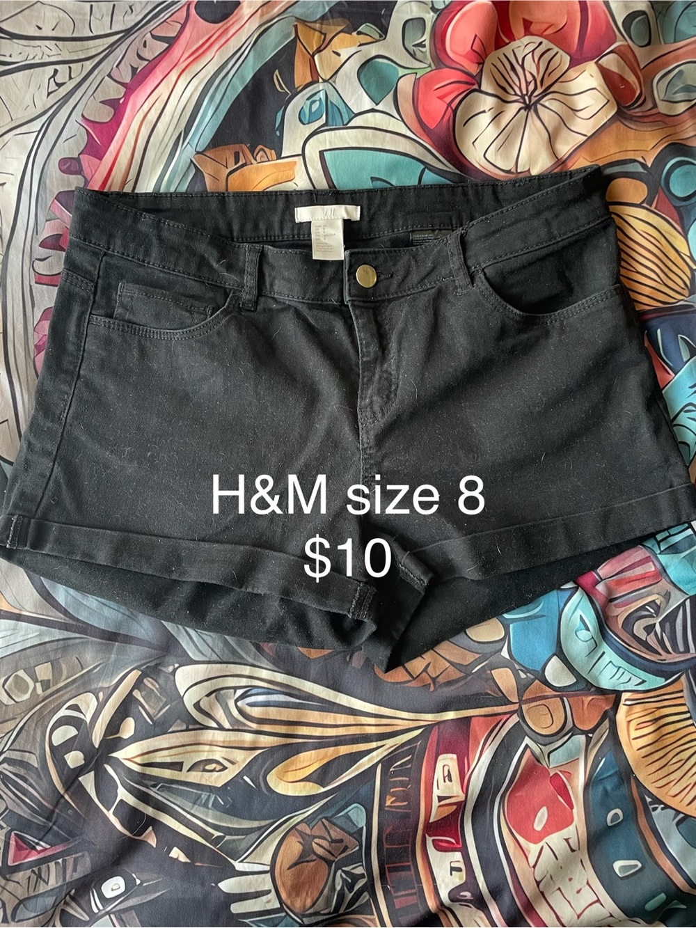 H&M Black Denim Cuffed Women's Shorts